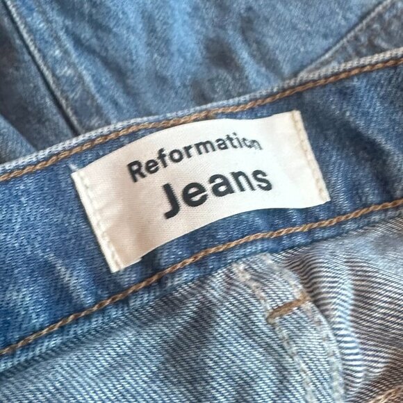 Reformation Cynthia High Rise Straight Jeans Shasta Destroyed Wash Size 26 Women - Picture 10 of 11
